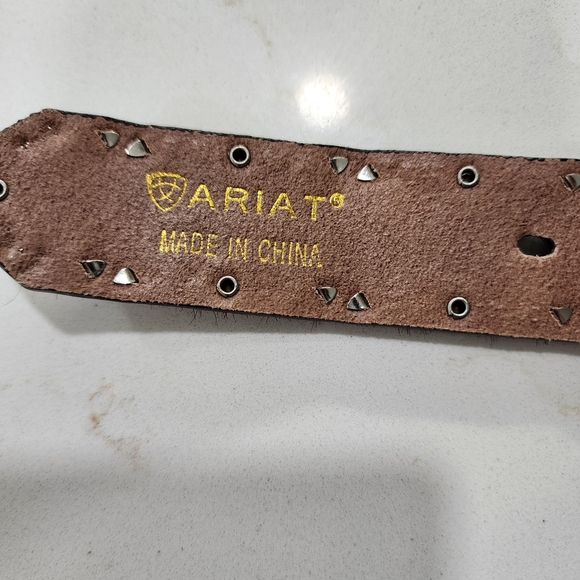 ARIAT GIRLS CALF HAIR AND BEADED LEATHER BELT \